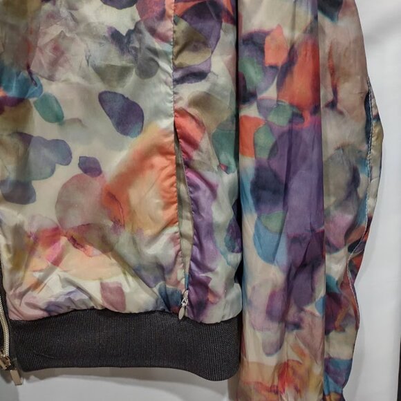 ZHEJIANG GARDA REVERSIBLE BOMBER JACKET WINDBREAKER PASTEL FLORAL AND BROWN XXL - Picture 3 of 15